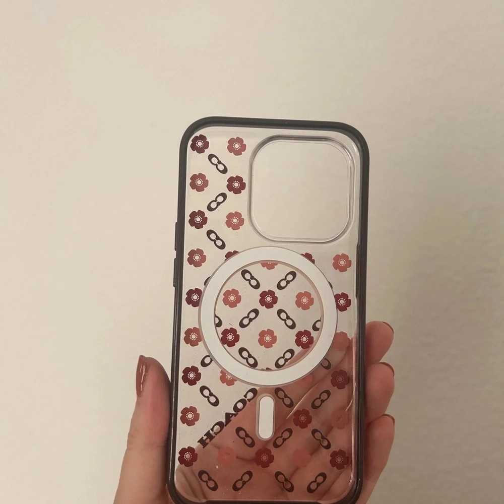 Coach Tea Rose iPhone 15 PRO Case, Compatible with MagSafe
